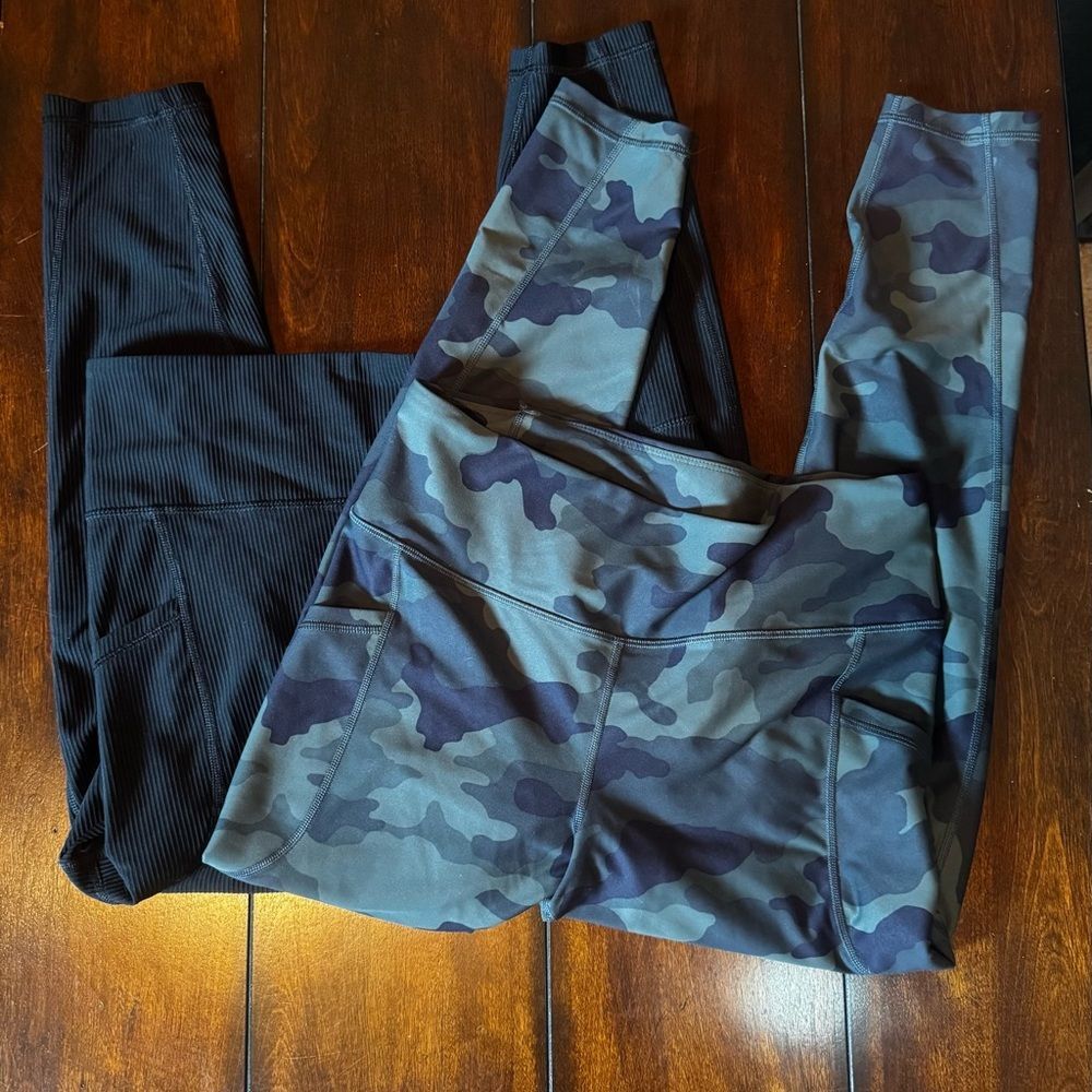 2 Pairs Old Navy Black & Camo Leggings Set Large - Picture 2 of 10